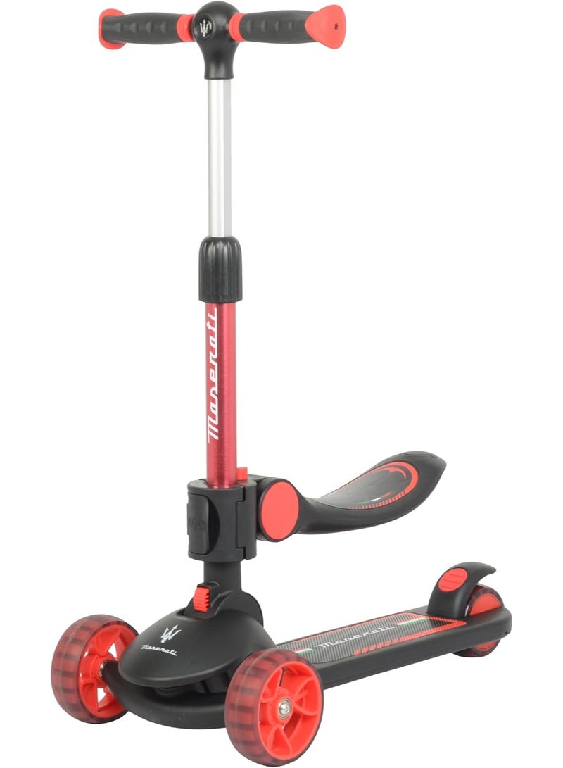 مازيراتي Maserati Kids Scooter with Foldable Seat | 3-Wheel Toddler Kick Scooter with LED Light-Up Wheels & Adjustable Height | For Boys & Girls Ages 2-7 - Image 1