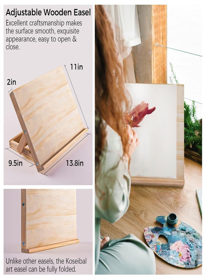 koseibal Art Easel for Painting, Tabletop Wooden Easel Stand，Adjustable Angle Portable Easel for Canvas, Ipad, Book, Artwords Display （2 Pack） - Image 3