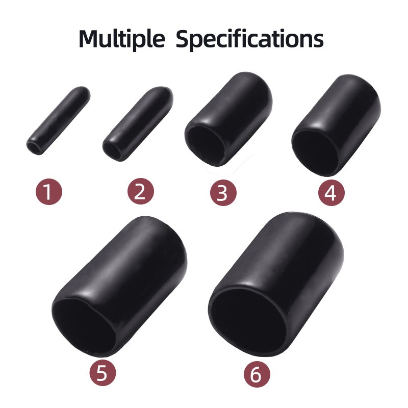 Aleric Rubber End Caps - 60pcs Flexible Screw Thread Protector Covers Rubber Bolt Covers Caps for Metal Tube Rod in 6 Sizes 2mm,3mm,6.5mm,8mm,10mm,12mm - Image 3