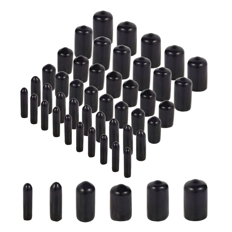 Aleric Rubber End Caps - 60pcs Flexible Screw Thread Protector Covers Rubber Bolt Covers Caps for Metal Tube Rod in 6 Sizes 2mm,3mm,6.5mm,8mm,10mm,12mm - Image 1
