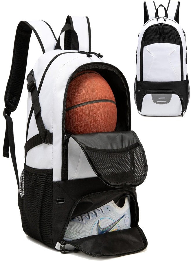 RTRYALN Basketball Backpack - Large Sports Equipment Bag with Ball Holder & Shoe Compartment for Basketball., White, Outdoor Sports - Image 1