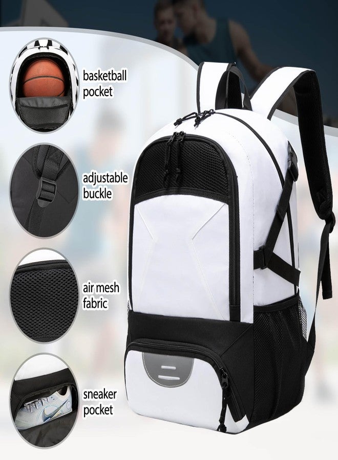RTRYALN Basketball Backpack - Large Sports Equipment Bag with Ball Holder & Shoe Compartment for Basketball., White, Outdoor Sports - Image 4
