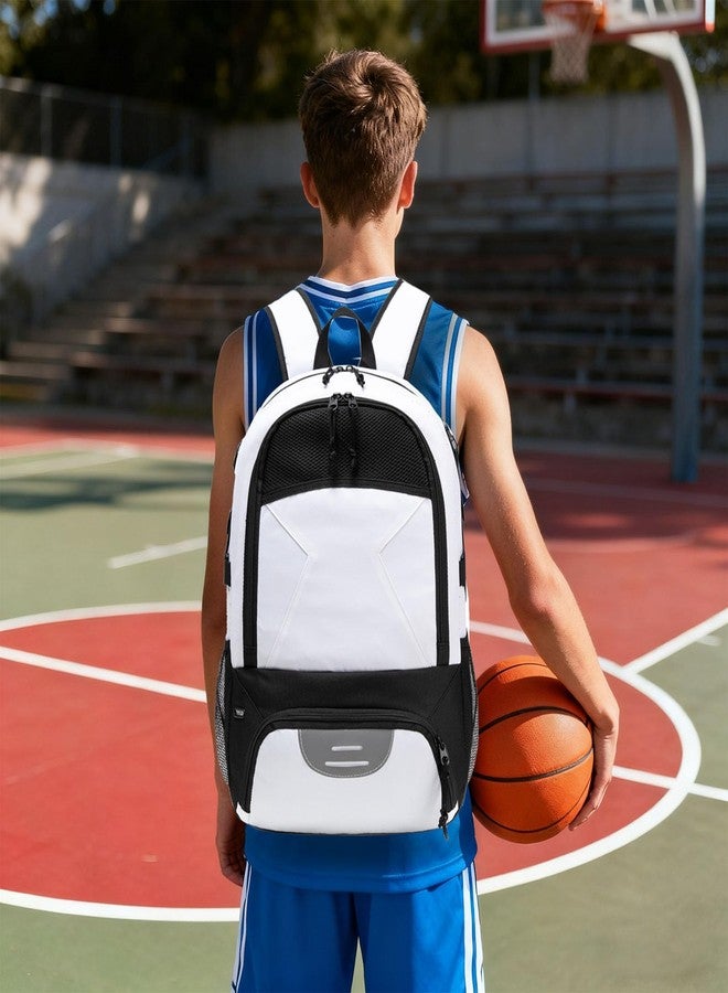 RTRYALN Basketball Backpack - Large Sports Equipment Bag with Ball Holder & Shoe Compartment for Basketball., White, Outdoor Sports - Image 2