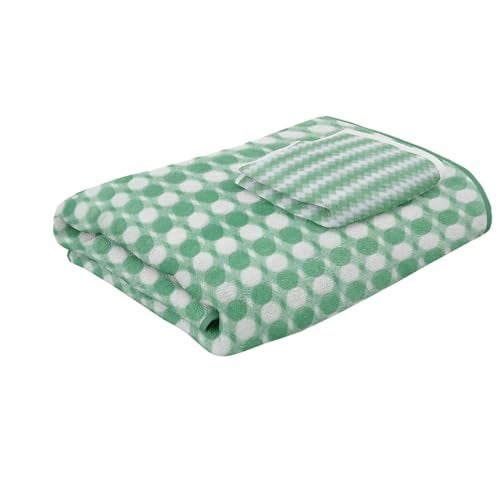 Status Contract Microfiber Towels for Bath-Soft Coral Fleece Towel with Hook Quick Dry Super Absorbent-Stripes Bath Towel for Men and Women-70 x 140 cm and Hand Towel 40x60cm (Green), 300 Tc - Image 1