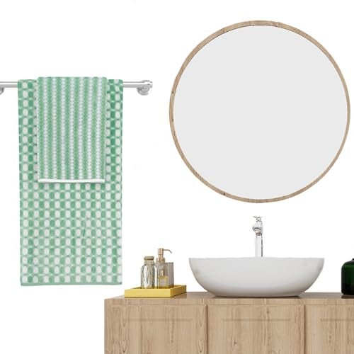 Status Contract Microfiber Towels for Bath-Soft Coral Fleece Towel with Hook Quick Dry Super Absorbent-Stripes Bath Towel for Men and Women-70 x 140 cm and Hand Towel 40x60cm (Green), 300 Tc - Image 2