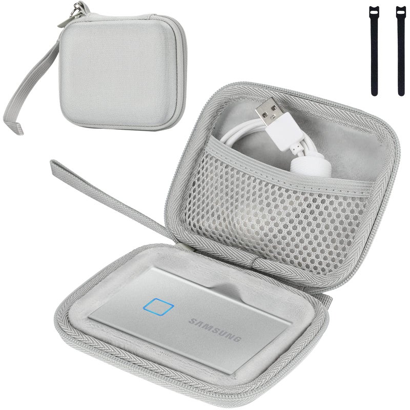 ProCase Case for Samsung T7/T7 Touch Portable SSD, 2 Attachment Protective Case SM External Hard Drive 250GB, 500GB, 1TB and 2TB Shockproof with Close Net for Accessories