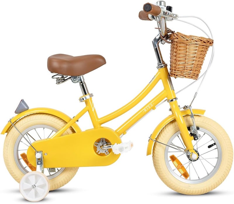 RIZZ Platinum Junior 12-Inch Kids Bike | 12-Inch Wheel Size | Adjustabe Seat | Training Wheels | Yellow Gloss - Image 1