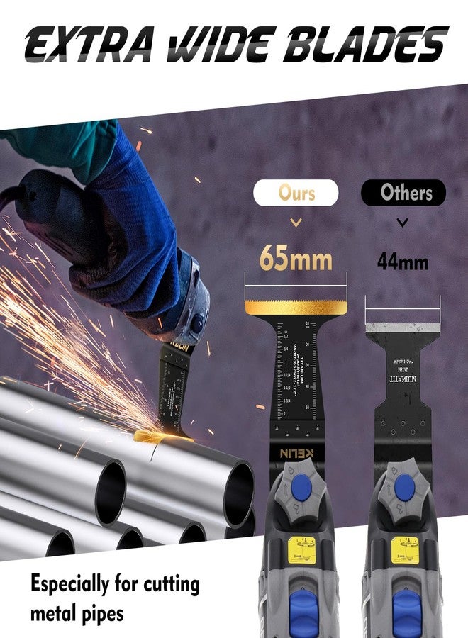 KELIN 6 PCS Carbide and Titanium Multitool Blades Kit, Heavy Duty Oscillating Tool Saw Blades for Steel Bolts Screws Metal Wood Cutting with Hangable Case, Universal Interface Fit Bosch Fein Dewalt - Image 5