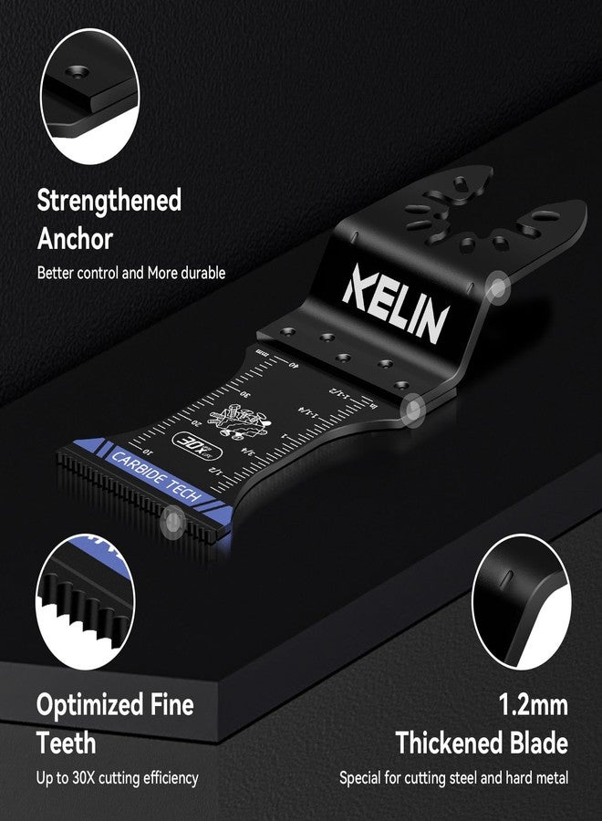 KELIN 6 PCS Carbide and Titanium Multitool Blades Kit, Heavy Duty Oscillating Tool Saw Blades for Steel Bolts Screws Metal Wood Cutting with Hangable Case, Universal Interface Fit Bosch Fein Dewalt - Image 3