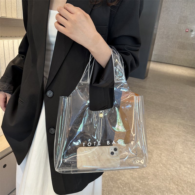 PVC Women's Fashion Shoulder Tote Bag with Magnetic Closure - Image 3