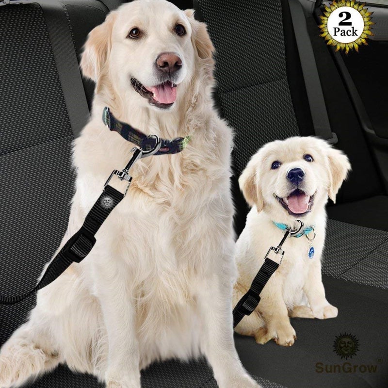 SunGrow Dog Seat Belt for Car, Adjustable Nylon Pet Seatbelt, Supports All Cars, Dog Car Leash Seat Belt, Seatbelt for Dogs, Cats & Ferrets Travel Harness - Image 2