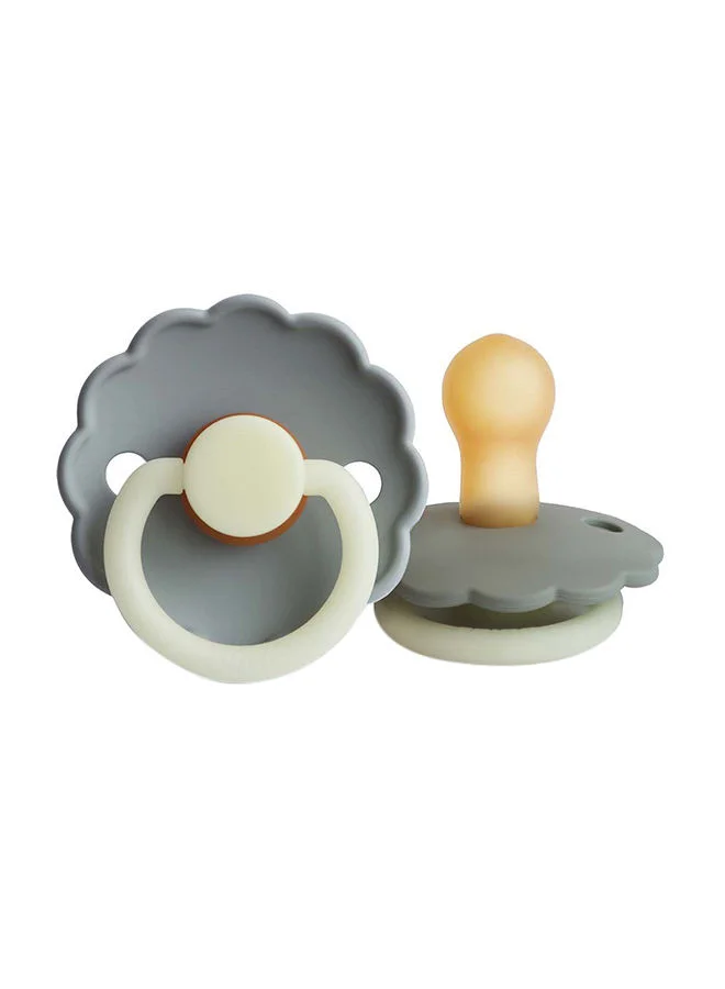 FRIGG Pack Of 2 Daisy Latex Baby Pacifier 0-6M, French Gray Night/Portobello Night - Size 1