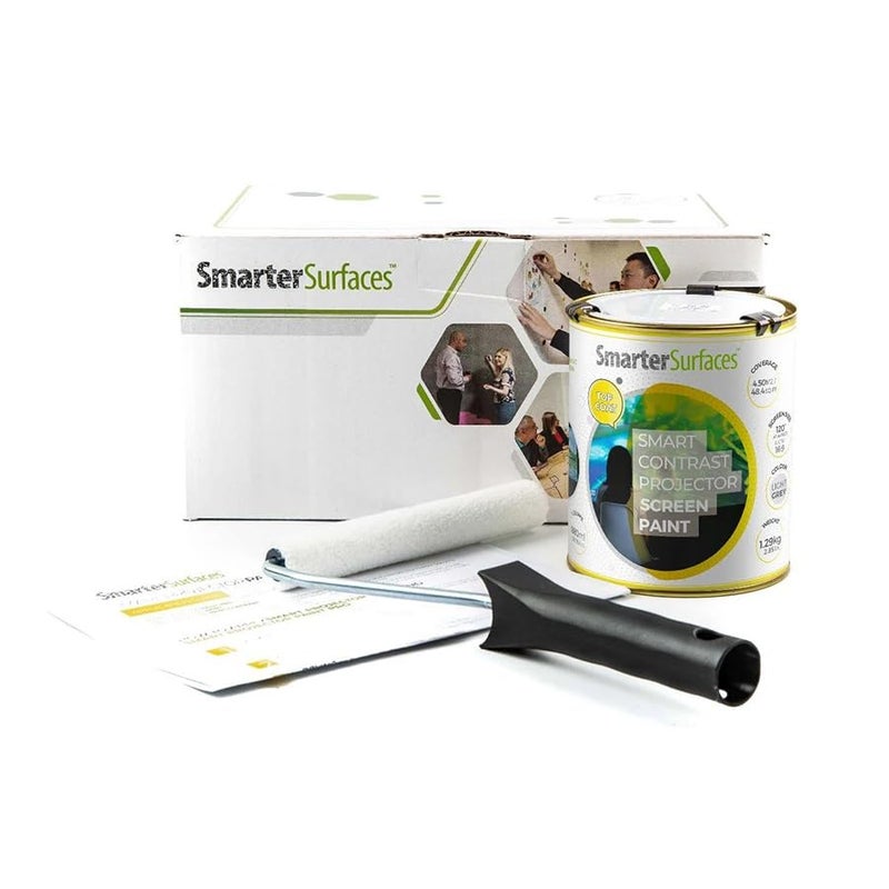 SmarterSurfaces Smarter Surfaces Projector Screen Paint for Wall 4K, 8K (48ft²) - High Contrast Light Grey Projection Screen Paints | 4K Projector Paint with Gain Value 0.24 | Projector Wall Paint for Indoor Use - Image 1
