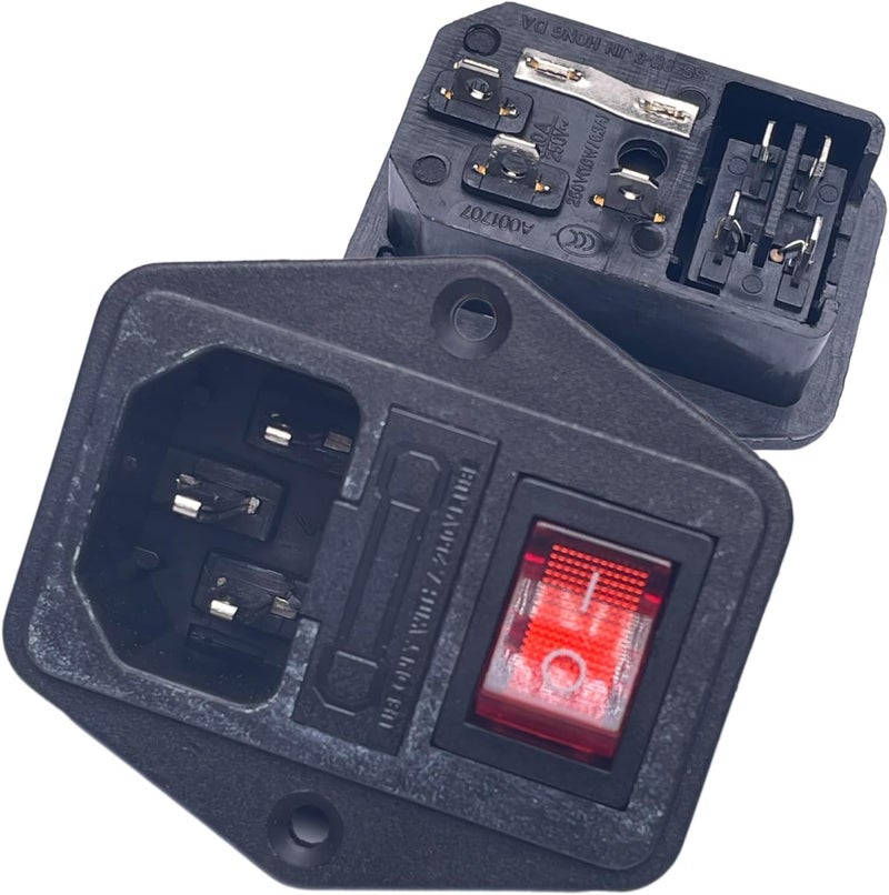 CESS AC Power Socket With Switch & Fuse & Lamp,Chassis/Panel Mount - AC Socket & Fuse & Swtich (2 PACK) - Image 4