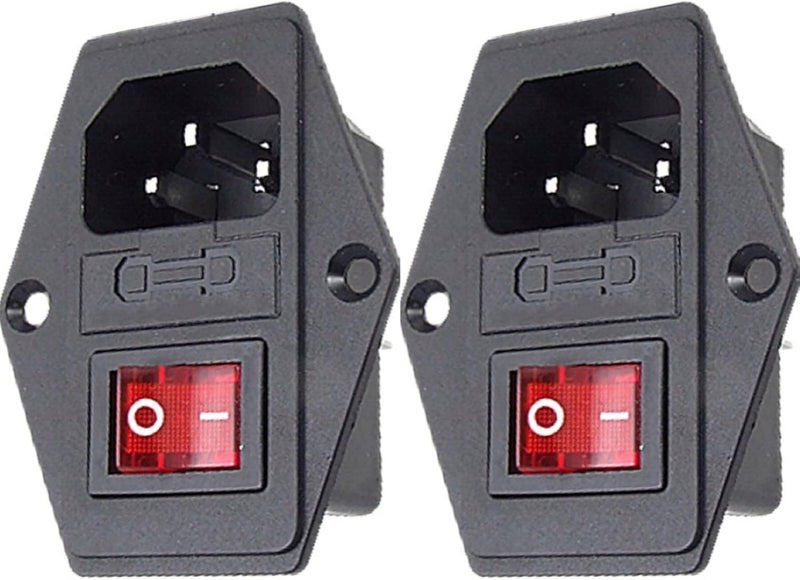 CESS AC Power Socket With Switch & Fuse & Lamp,Chassis/Panel Mount - AC Socket & Fuse & Swtich (2 PACK) - Image 1