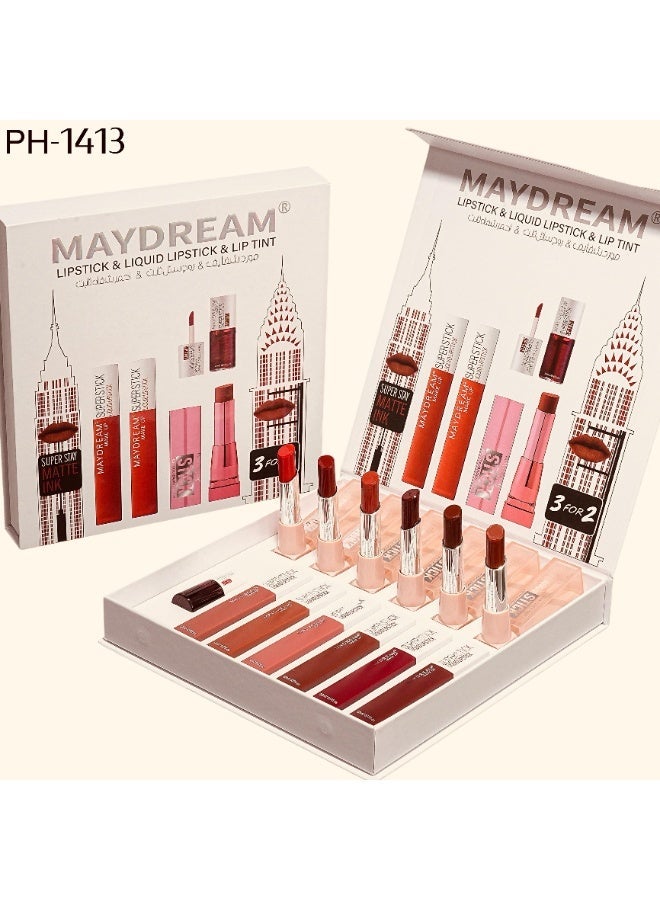 مي دريم طقم أرواج ومورد الشفاه المتكامل من MAYDREAM® (13 قطعة) - فخامة الألوان وثبات يدوم طويلاً. - Image 1