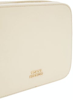 TOMMY HILFIGER Women's Leather Metal Logo Small Crossover Bag -  Leather, Off White  - Image 4