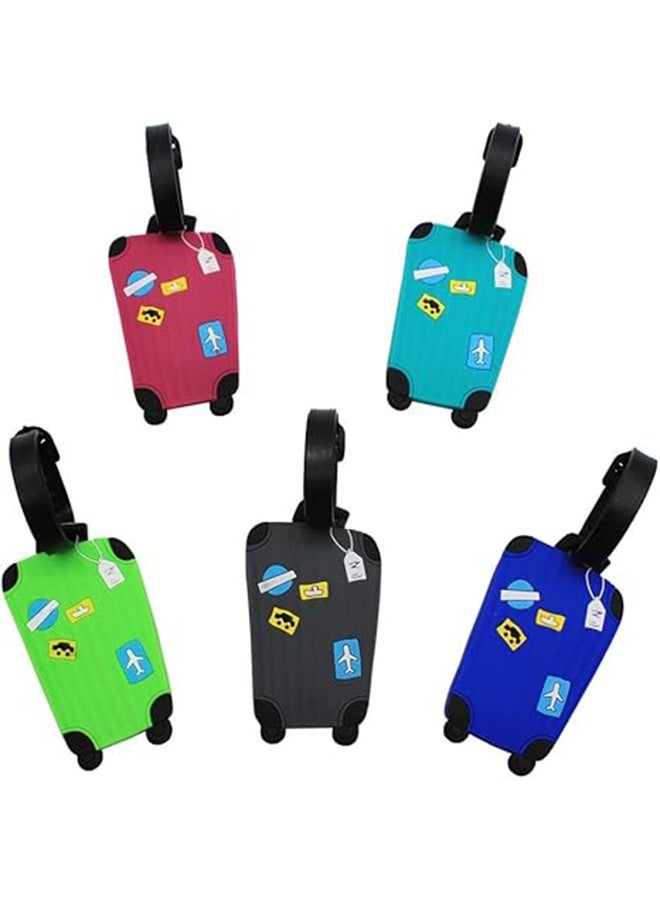 Cute Luggage Tags Unique Funny Bag Tags Cartoon Baggage Suitcase Labels Travel Identifiers Name Tags (Set of 5) - Image 1