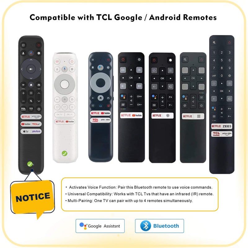 B BraiNice Smart Remote Compatbile with TCL Remote Control Replacement, Voice Control, New Upgraded RC802V Universal for TCL TV remotes, Google, Android Smart TVs, Control para remoto - Image 4