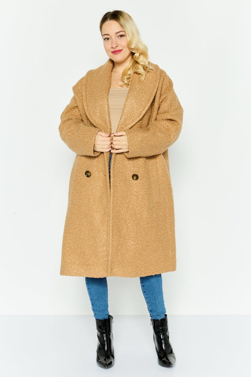 ANNE KLEIN Women Textured Softshell Jacket, Camel - Image 2