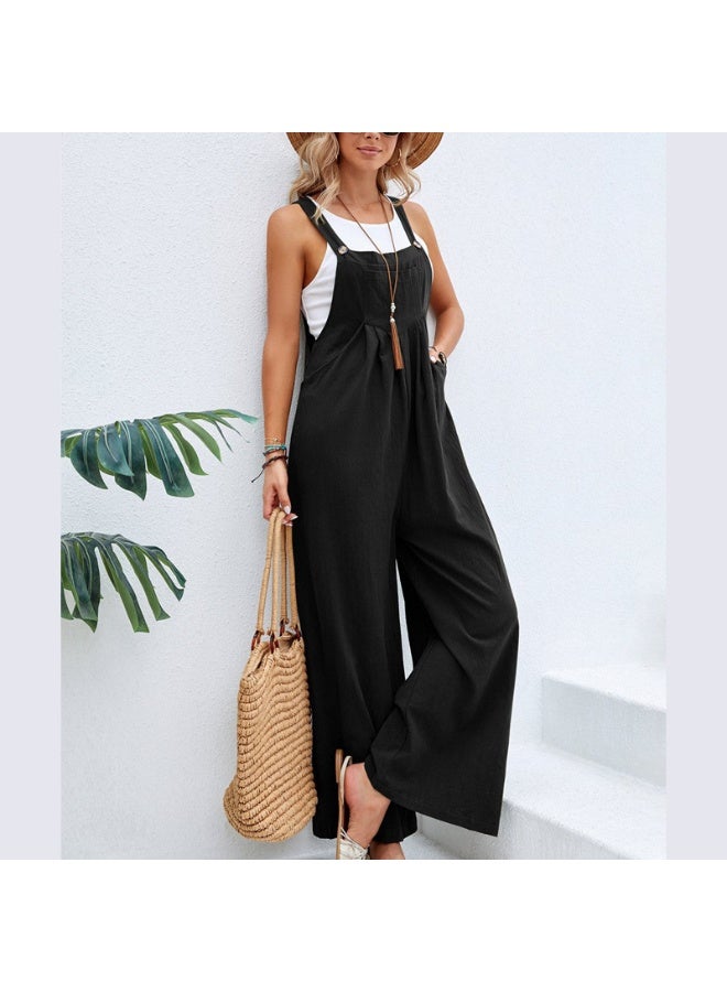 Yegni Fashionable women's solid color casual overalls - Image 3