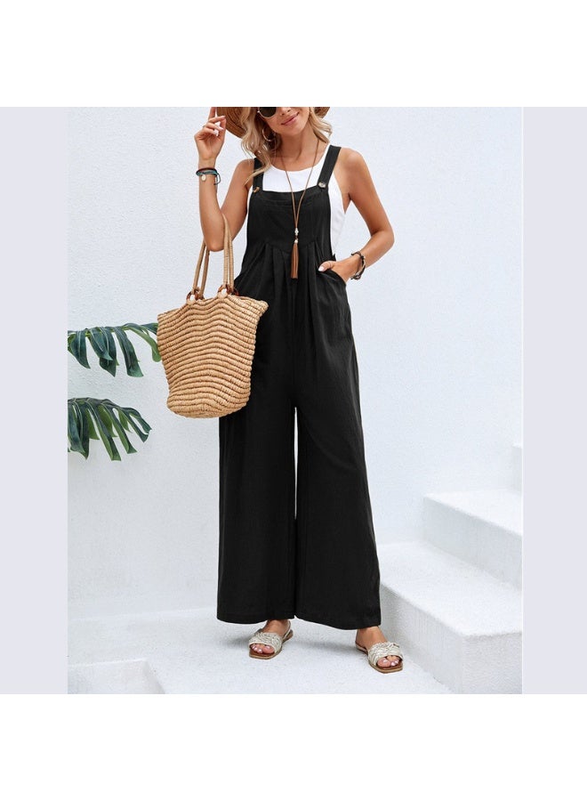 Yegni Fashionable women's solid color casual overalls - Image 5