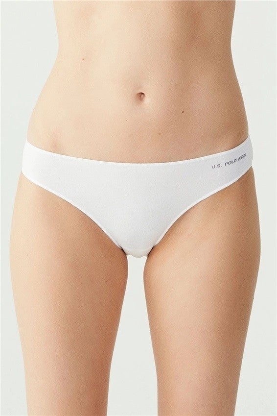 U.S. Polo Assn. Women's 5-Pack Economical Thin Elastic Briefs Black White Skin  - Image 3