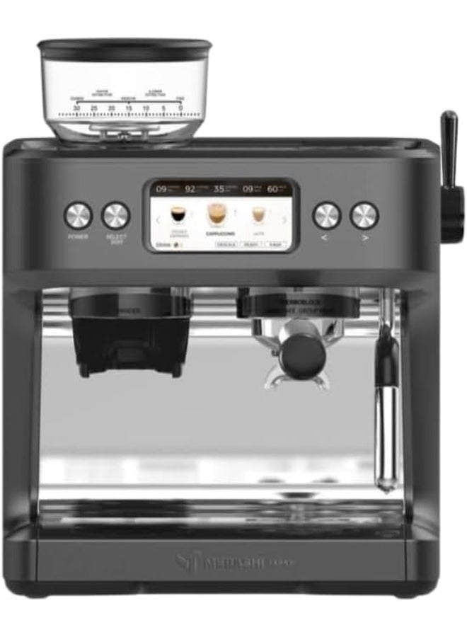 MEBASHI Commercial Coffee Machine with Grinder, 2.8L Tank, 20 Bar, TFT Screen, 58mm Brewing System, (ME-CCM2070), 3000W (Black)