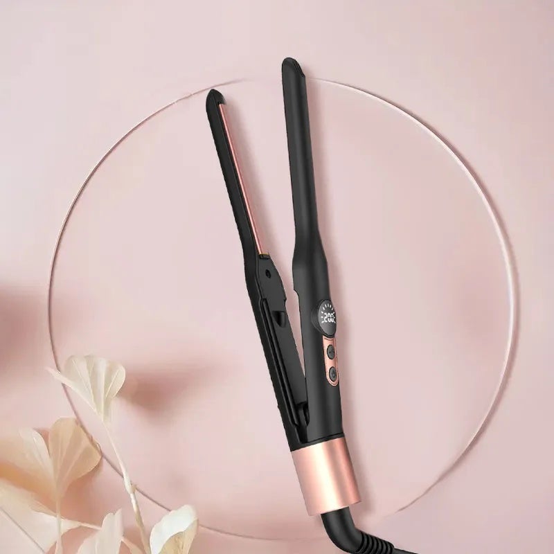 UKLISS Mini Flat Iron Hair Straightener 1/3 Inch Pencil Flat Iron for Women Portable Travel Straightener and Curler 2 in 1 - Image 5