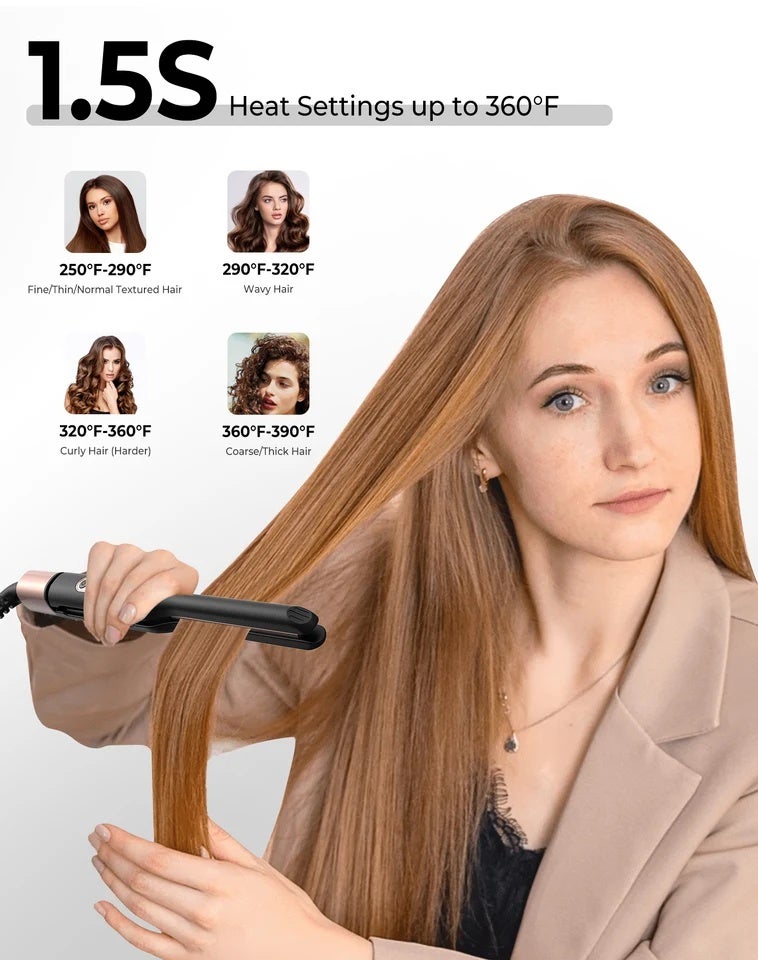 UKLISS Mini Flat Iron Hair Straightener 1/3 Inch Pencil Flat Iron for Women Portable Travel Straightener and Curler 2 in 1 - Image 4