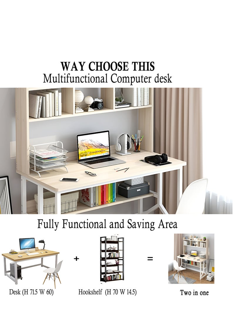 ZUIHAO Writing Study Table with Bookshelf Home Office Computer Desk for PC Laptop 120 L 60 W 141.5 H cm - Image 2