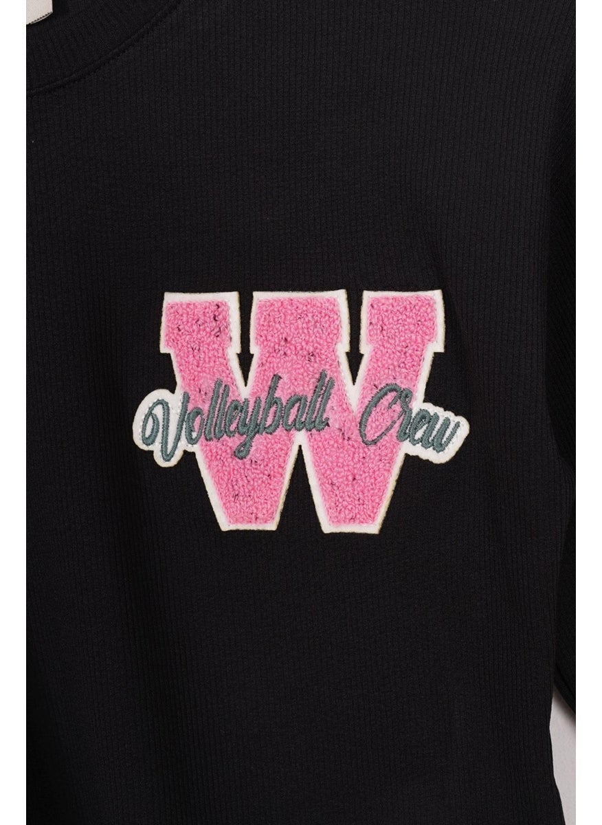 WEWE - Printed Black Color Girl Crop - Image 1