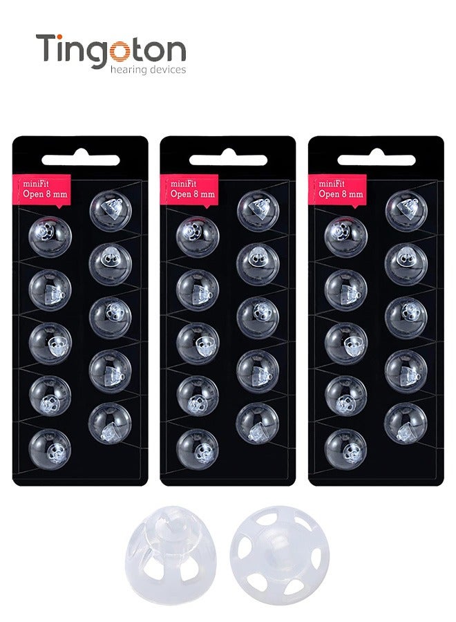 Tingoton Tingoton Hearing Aid Domes for Oticon MiniFit Open Vent Bass Domes: 3 Packs (8mm),Universal Domes for Oticon Hearing Aid Supplies  - Image 1