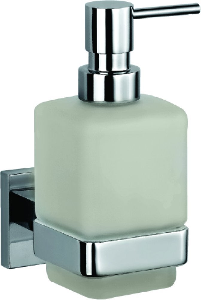 JAQUAR AKP-CHR-35735P Soap Dispenser with Glass Bottle | Elegant Kubix Prime Design | Wall Mounted | Chrome & Brass | for Bathroom, Wash Basin, Kitchen, Commercials - Image 4