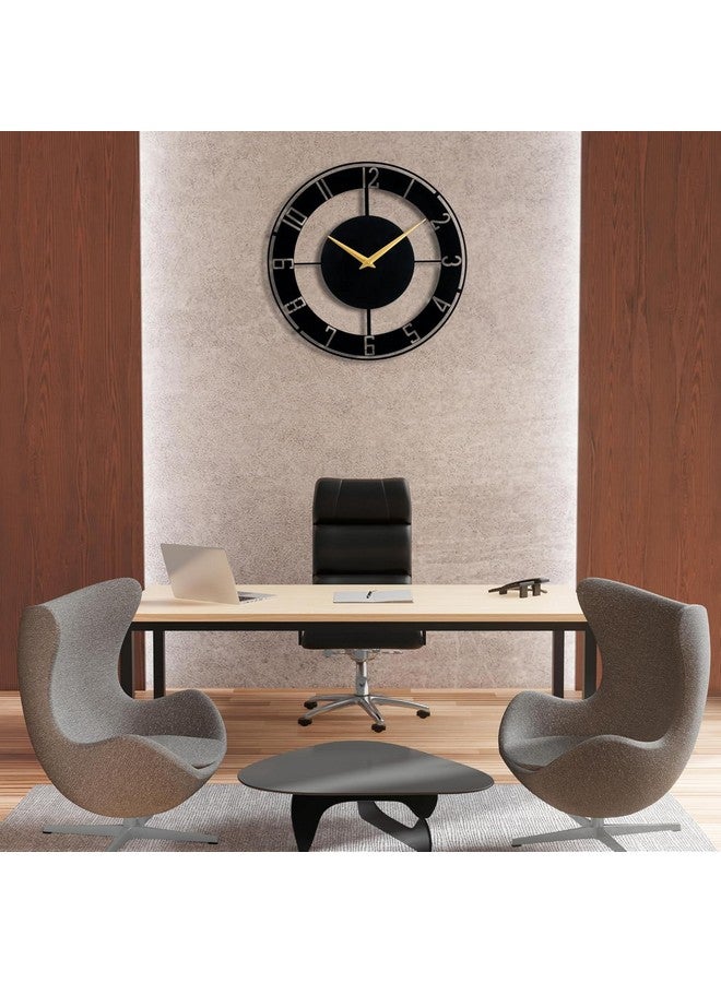 Cartvilla Cartvilla Metallic Wall Clock for Home, Office, Living Room, Bedroom, Kids Room and Kitchen (40 x 40 cm) | Big Size Stylish Latest Home Decor | Black (40 CM) DA-85 - Image 2
