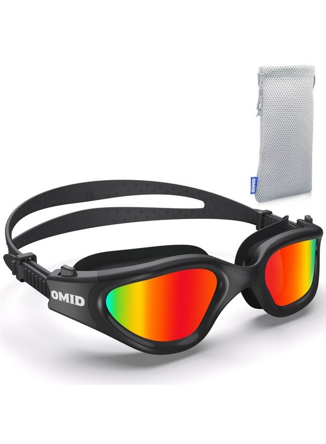 OMID Swim Goggles Comfortable Polarized Swimming Goggles Antifog Leak Proof Uv Protection Crystal Clear Vision Swim Goggles Men Women Adult (Red) - Image 1