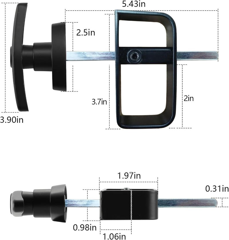 Wellmade Shed Door Latch, T Handle Lock Kit, 5½" Storage Barn Playhouse & Chicken Coop Lock Replacement Set, Black 1 Pack - Image 2