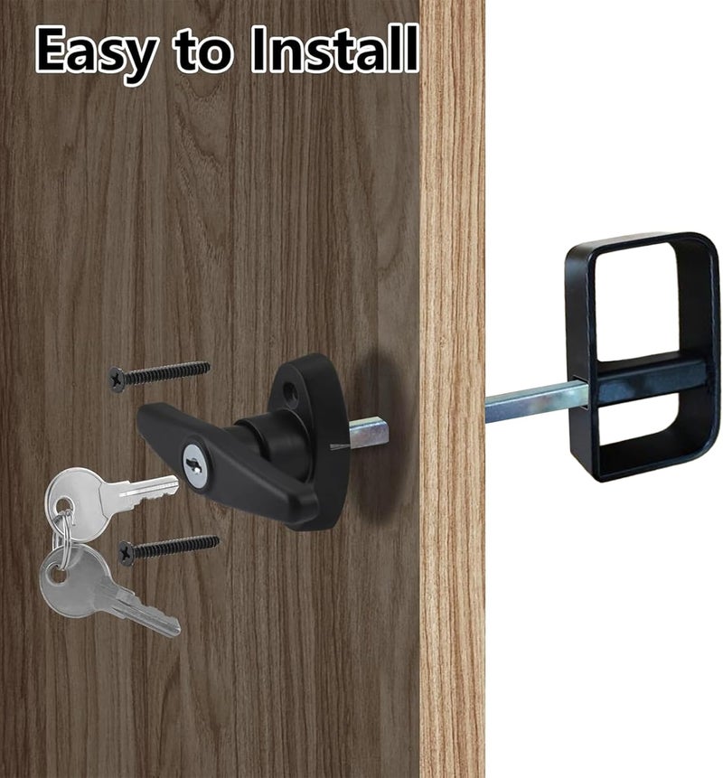 Wellmade Shed Door Latch, T Handle Lock Kit, 5½" Storage Barn Playhouse & Chicken Coop Lock Replacement Set, Black 1 Pack - Image 5