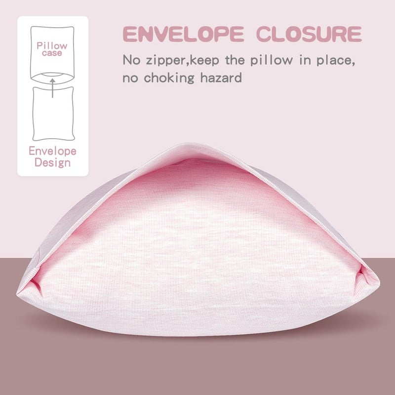 Zenssia Organic Cotton Toddler Pillowcase/Travel Pillowcase Pack of 2 Set 13x18 Inches with Envelope Closure - Soft & Breathable Baby Pillow Case Cover Solid Pink - Image 3