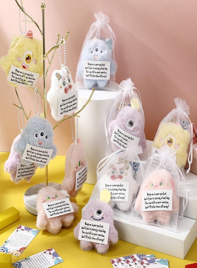 Hotop 20 Set Positive Gifts Bulk Mini Devil Plush Keychains with Cards and Bags, Inspirational Appreciation Monster Gifts for Employee Coworker Students Teacher Thanksgiving Christmas Class Prizes - Image 5
