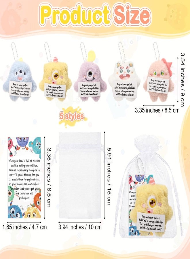 Hotop 20 Set Positive Gifts Bulk Mini Devil Plush Keychains with Cards and Bags, Inspirational Appreciation Monster Gifts for Employee Coworker Students Teacher Thanksgiving Christmas Class Prizes - Image 2