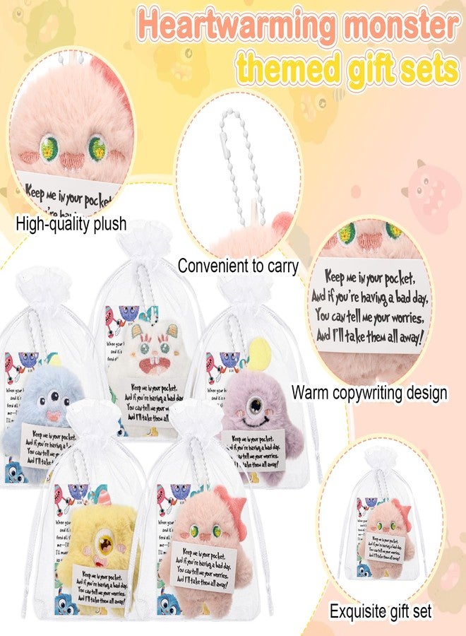 Hotop 20 Set Positive Gifts Bulk Mini Devil Plush Keychains with Cards and Bags, Inspirational Appreciation Monster Gifts for Employee Coworker Students Teacher Thanksgiving Christmas Class Prizes - Image 3