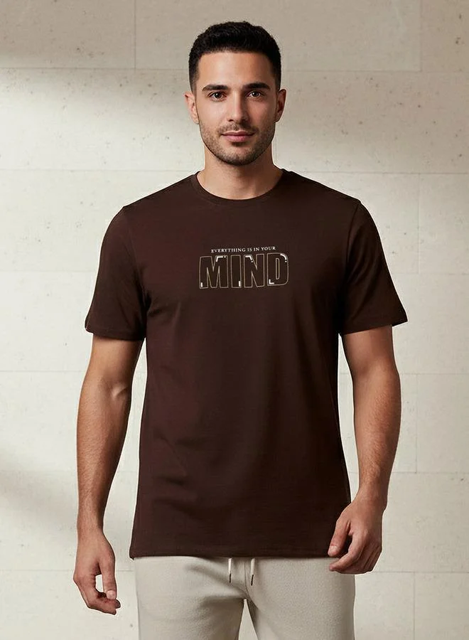 Iconic Iconic Men Slim Fit Round Neck Short Sleeve Slogan Print T-shirt