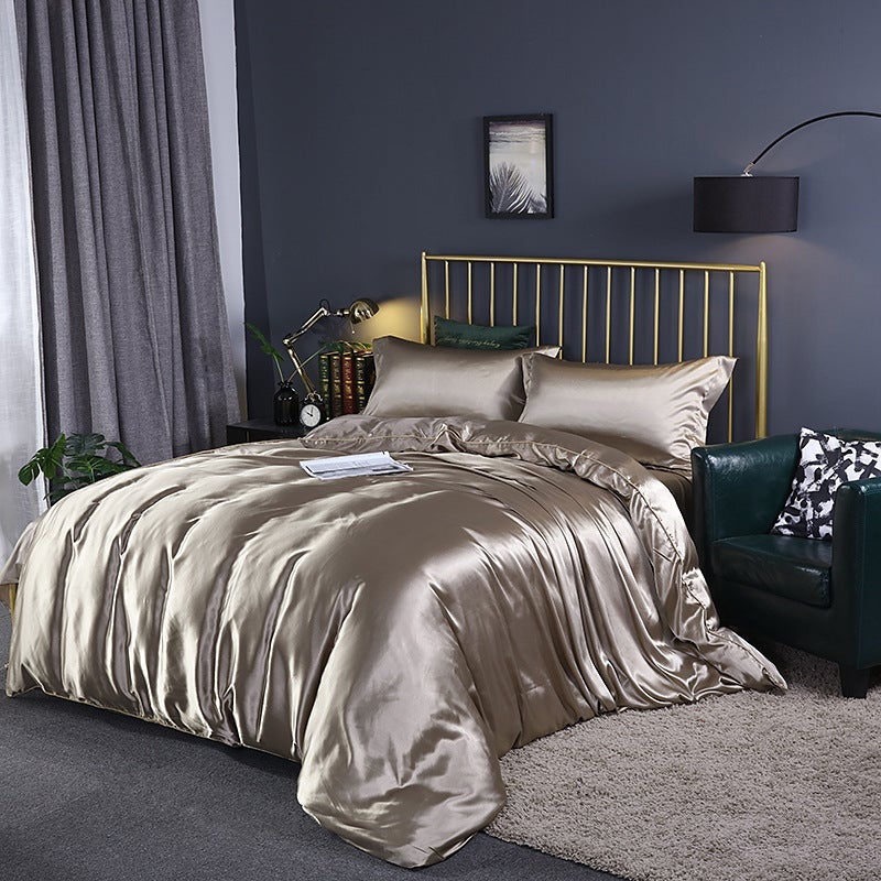 Washed Silk Four-Piece Set Silky Silk Quilt Cover Bed Sheets Ice Silk Bed Sheets 1.8M Bedding  Dropshipping - Image 1