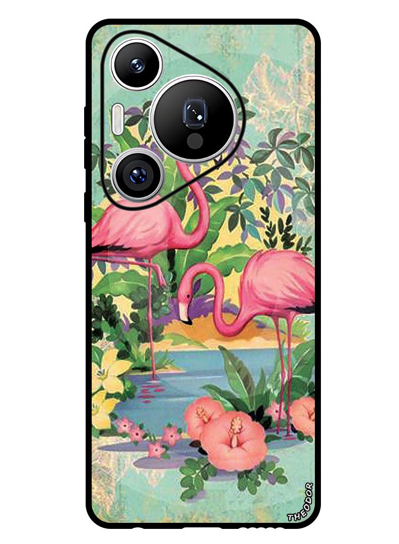 Theodor Protective Case Anti Scratch Shock Proof Bumper Cover For Huawei Pura 70 Pro Plus Pink Flamingoes - Image 1