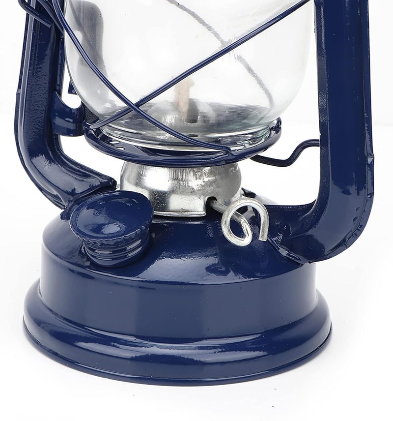 Vintage Kerosene Oil Lantern, Navy Blue, Retro Style, Indoor Outdoor Hanging Lamp for Home and Party Decoration - Image 5