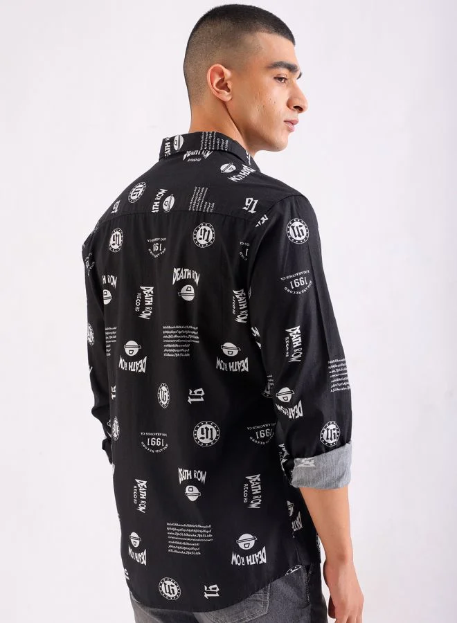 شركة المرآب الهندية Men Regular Fit Abstract Printed Full Sleeves Spread Collar Casual Shirt