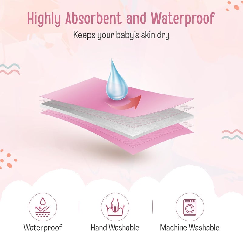 Luvlap LuvLap Instadry Anti-Piling Fleece Extra Absorbent Quick Dry Sheet for baby, Baby Bed Protector, Waterproof baby sheet, Small size 50x70cm, Pack of 3, Salmon Rose, Baby Pink, Sky Blue  - Image 3