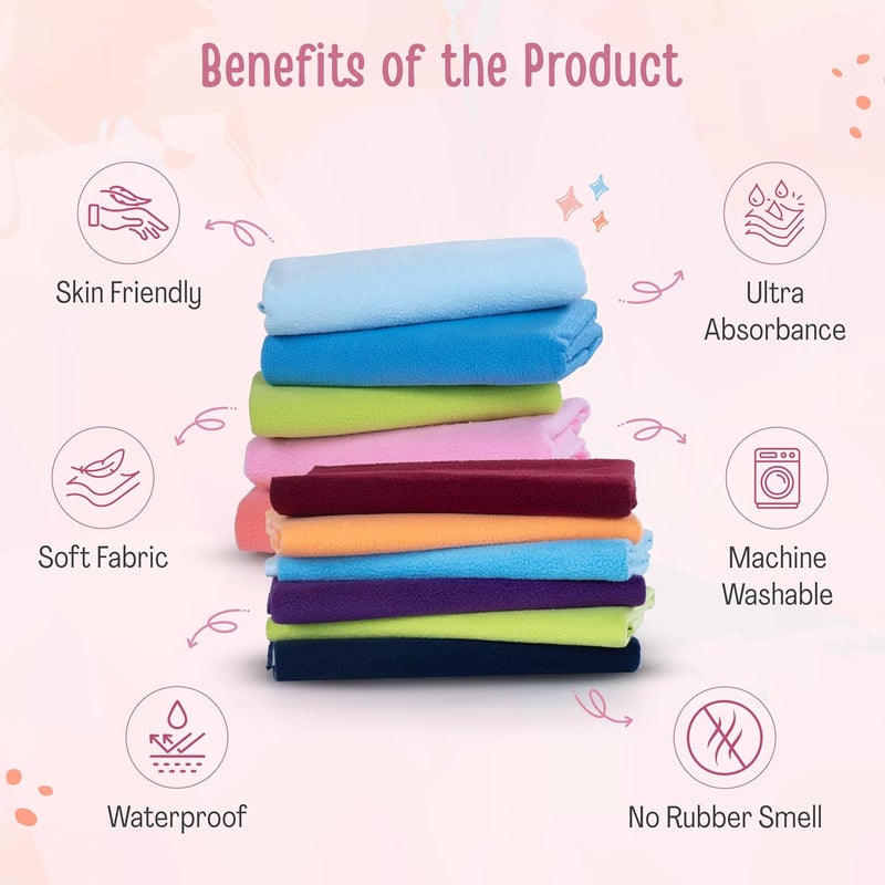 Luvlap LuvLap Instadry Anti-Piling Fleece Extra Absorbent Quick Dry Sheet for baby, Baby Bed Protector, Waterproof baby sheet, Small size 50x70cm, Pack of 3, Salmon Rose, Baby Pink, Sky Blue  - Image 2