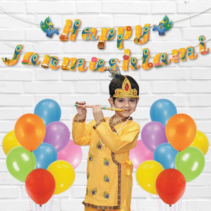 Festiko 26 Pcs Happy Janmashtami Festival Banner & Balloons, Combo Decoration Supplies,Janmashtami Celebration Supplies - Image 4